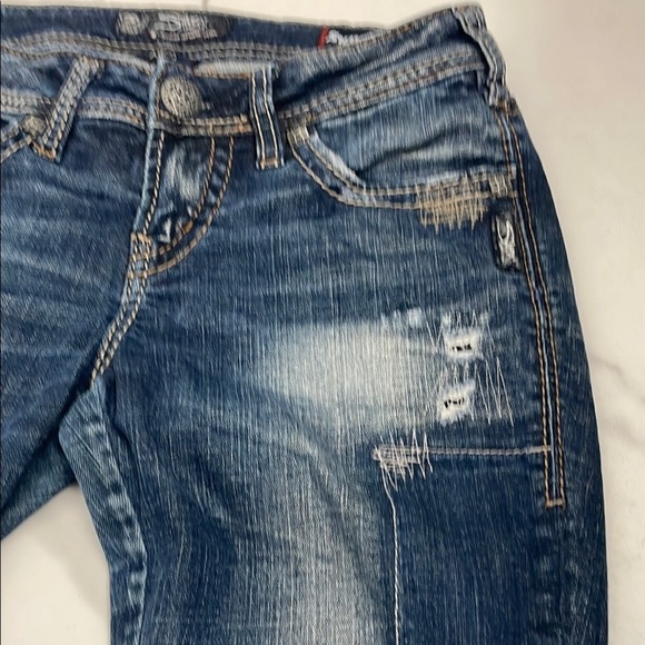 Distressed Silver Aiko skinny Mid Rise Medium Wash Jeans - Picture 12 of 12